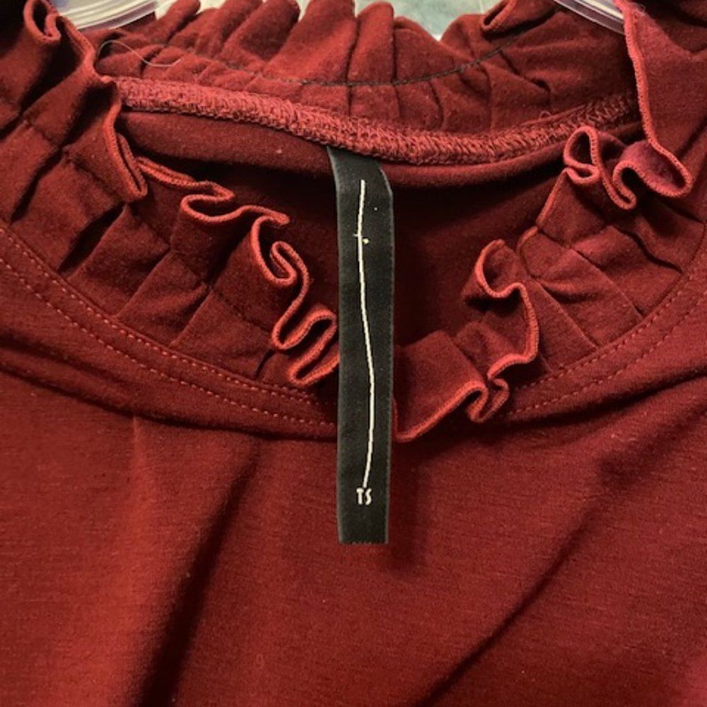 TS Burgundy ruffle sweater, size Small - Picture 4 of 4